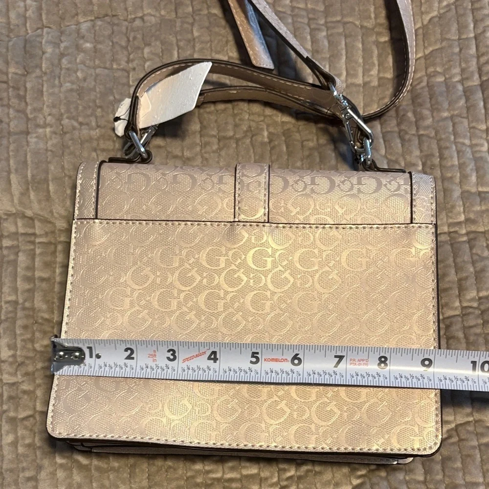 Guess Light Beige Monogram Crossbody Bag